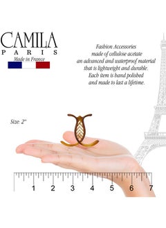 CAMILA Paris Nv05 French Hair Clip For Women, Coffee 3 Teeth Ponytail Holder, Girls Hair Claw Clips Jaw Fashion Durable Styling Hair Accessories For Women, Strong Hold No Slip Grip, Made In France  - Image 3