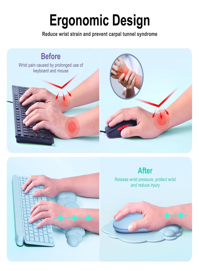 MOKURU Cloud Mouse Pad with Wrist Rest, Cloud Keyboard Wrist Rest, Wrist Rest for Computer Keyboard, Cloud Mouse Pad Wrist Support, Ergonomic Cloud Keyboard Mouse Wrist Support (Blue) - Image 3