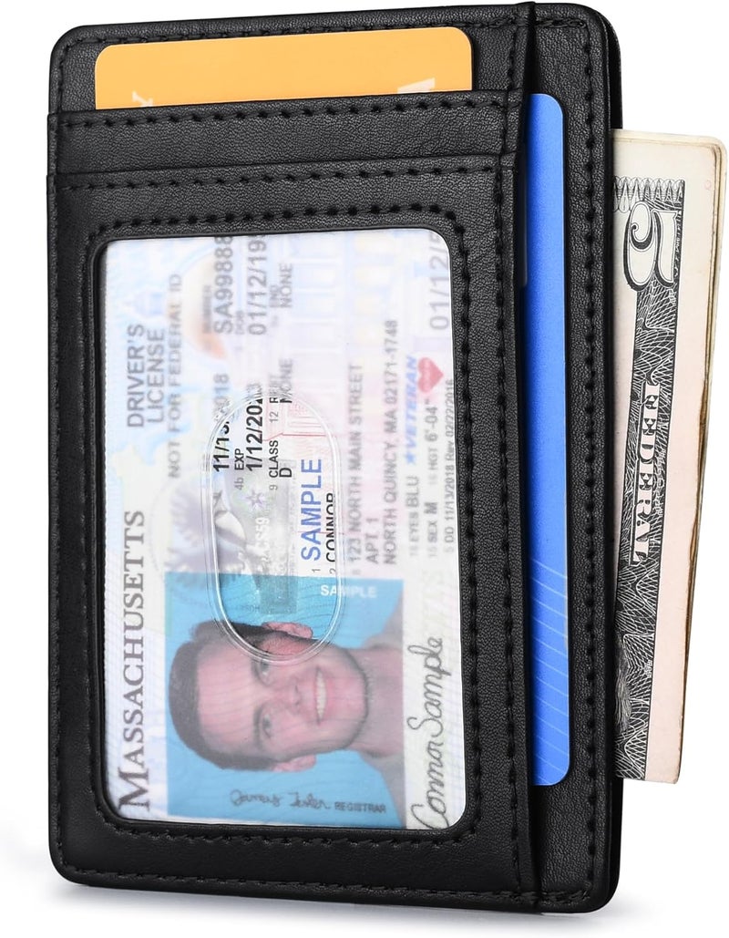 Buffway Slim Minimalist Front Pocket RFID Blocking Leather Wallets for Men and Women - Slate Black | Slim, Minimalist, Front Pocket, RFID Blocking - Image 2