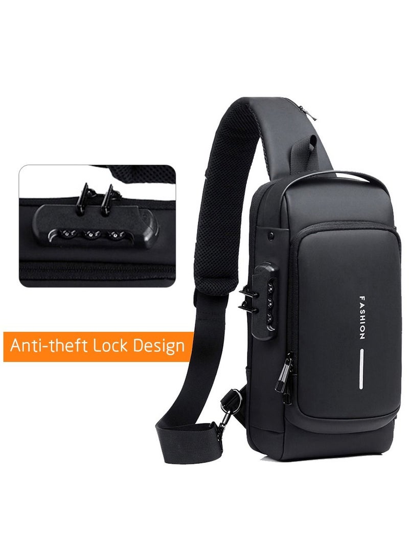 FASHION Men Multifunctional Waterproof Password Anti-theft Chest Bag - Image 3