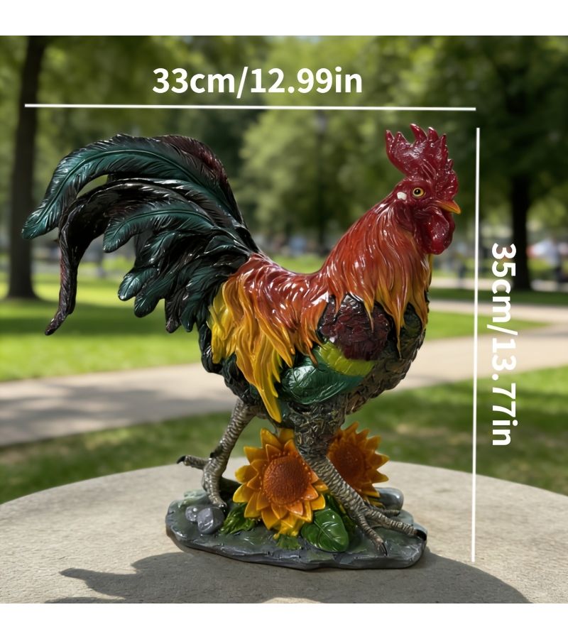 A Large Red Rooster Decorative Statue Made Of Resin Suitable For Indoor Furniture And Landscape Ornament For Parks Gardens Chicken Color - Image 3