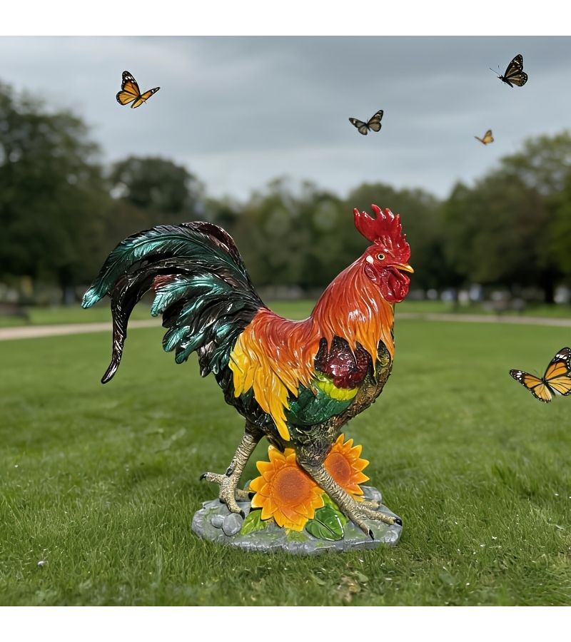 A Large Red Rooster Decorative Statue Made Of Resin Suitable For Indoor Furniture And Landscape Ornament For Parks Gardens Chicken Color - Image 1