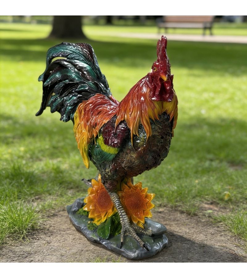 A Large Red Rooster Decorative Statue Made Of Resin Suitable For Indoor Furniture And Landscape Ornament For Parks Gardens Chicken Color - Image 5