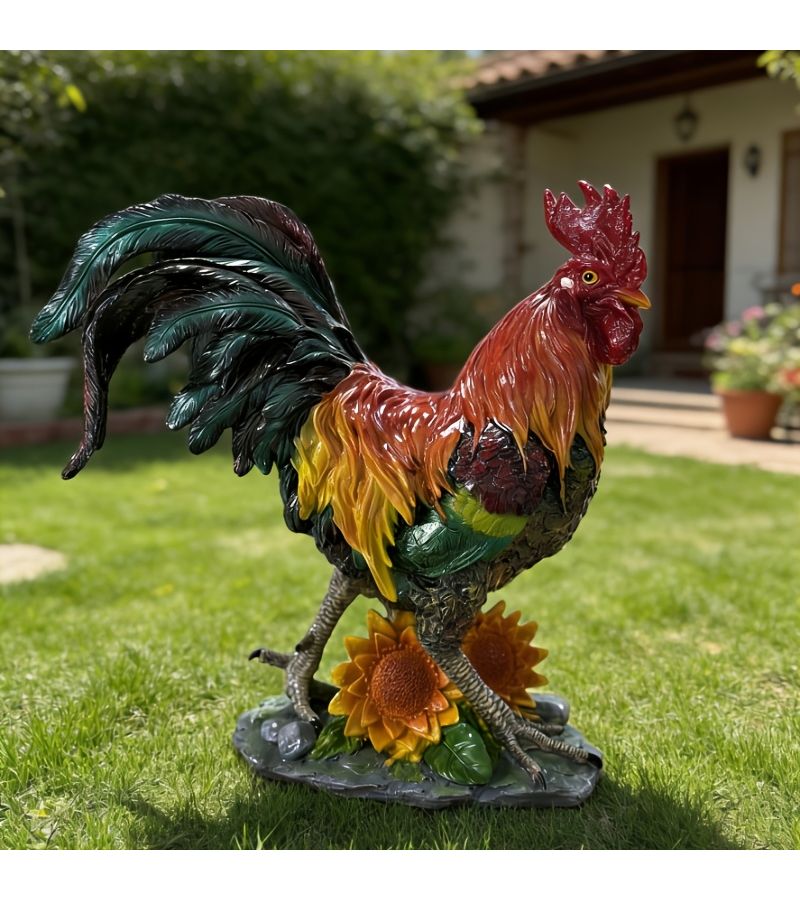 A Large Red Rooster Decorative Statue Made Of Resin Suitable For Indoor Furniture And Landscape Ornament For Parks Gardens Chicken Color - Image 4