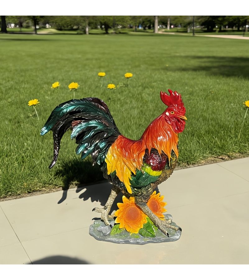 A Large Red Rooster Decorative Statue Made Of Resin Suitable For Indoor Furniture And Landscape Ornament For Parks Gardens Chicken Color - Image 2