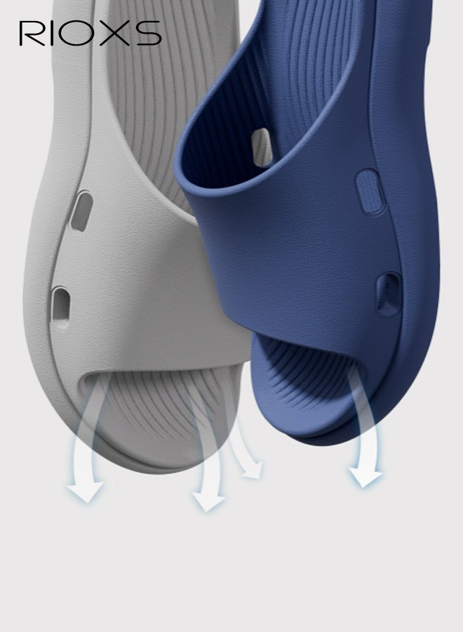 RIOXS Unisex Slippers, Open Toe Non Slip Shower Shoes, Soft Lightweight House Slippers for Women and Men, Quick Dry  Cushioned Thick Sole Slides, Arch Support Oder Free Beach Sandals for Indoor Bathroom Dorm Pool Home Beach, Blue - Image 3