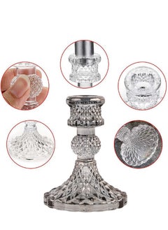 Grey Color Crystal Candlestick Taper Candle Holders Bulk Clear Glass Candle Holders For Wedding Party Romantic Dinner Festival & Windowsill Decor