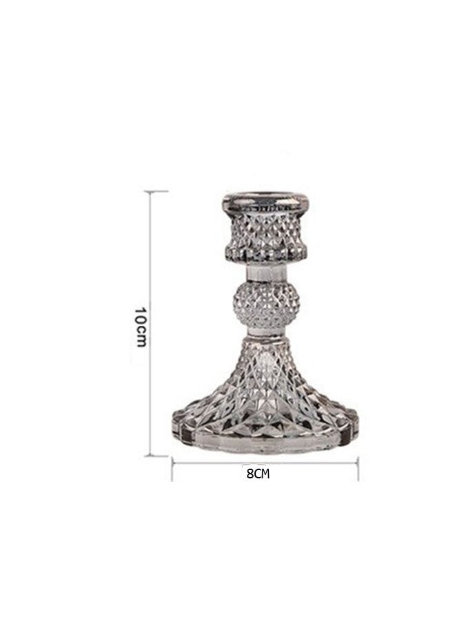 Generic - Grey Color Crystal Candlestick Taper Candle Holders Bulk Clear Glass Candle Holders For Wedding Party Romantic Dinner Festival & Windowsill Decor - Image 1