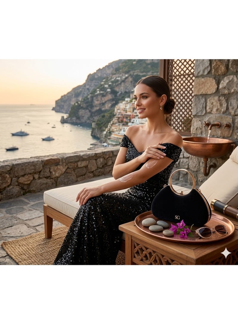 Luxury Evening Clutch Bag - Black and Gold Crystal Clutch Design with a Round Handle - Exceptional Elegance for Every Occasion - 20*12 cm - Image 5