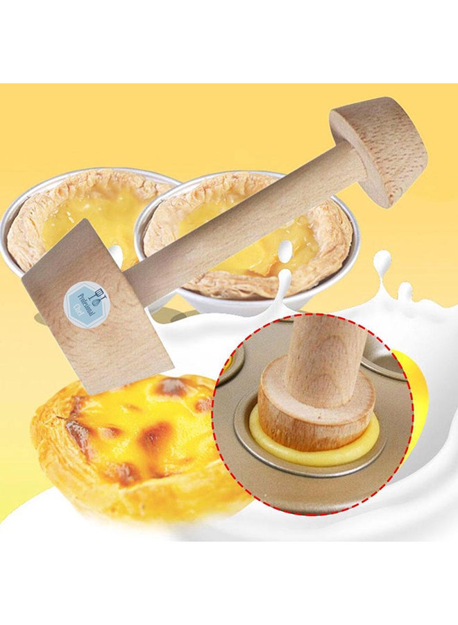 Professional Chef Wooden Egg Tart Pastry Pusher Tool Set 2-Piece Double Side Beige 15cm 12cm for Baking Kitchen Use - Image 5