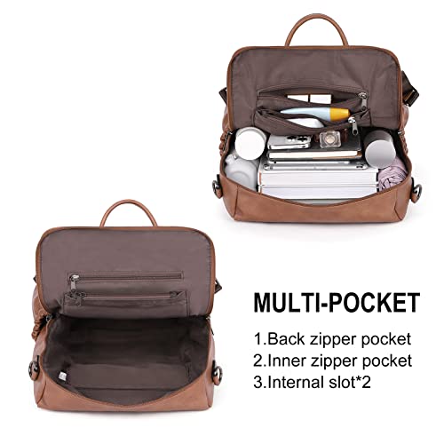 CLUCI Womens Backpack Purse Leather Backpack Large Fashion Designer Travel Ladies Shoulder Bags with Wristlet 2PCS - Image 3