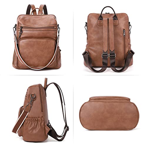 CLUCI Womens Backpack Purse Leather Backpack Large Fashion Designer Travel Ladies Shoulder Bags with Wristlet 2PCS - Image 5