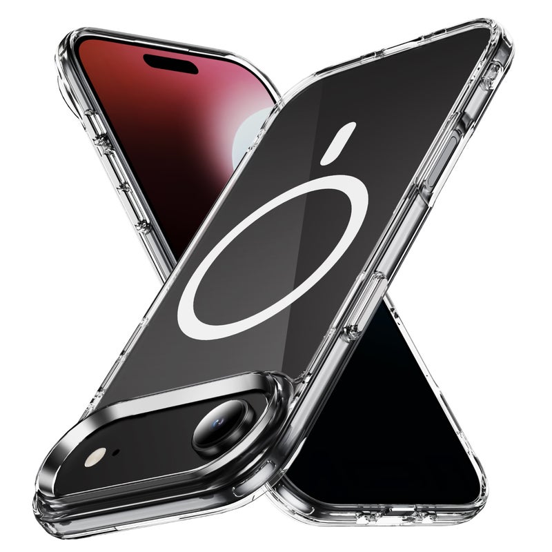 جراب iPhone 17 air شفاف كريستالي MagSafe، غطاء مغناطيسي رفيع مقاوم للصدمات، جيوب هوائية في الزوايا، كاميرا/شاشة مرتفعة 1.0 مم، متوافق مع الشحن اللاسلكي، فتحة للحبل - Image 1