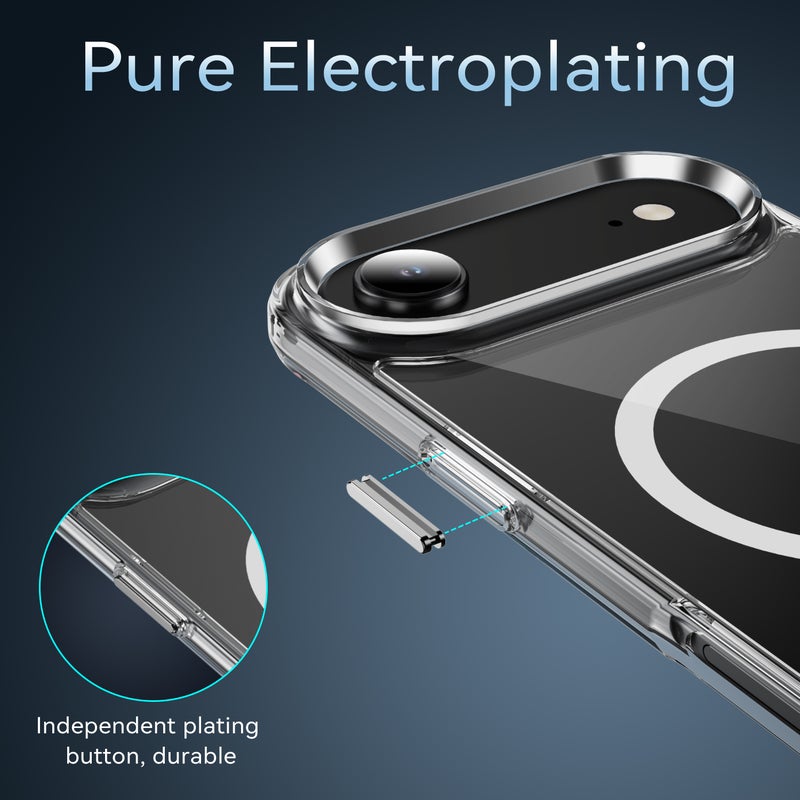 جراب iPhone 17 air شفاف كريستالي MagSafe، غطاء مغناطيسي رفيع مقاوم للصدمات، جيوب هوائية في الزوايا، كاميرا/شاشة مرتفعة 1.0 مم، متوافق مع الشحن اللاسلكي، فتحة للحبل - Image 5