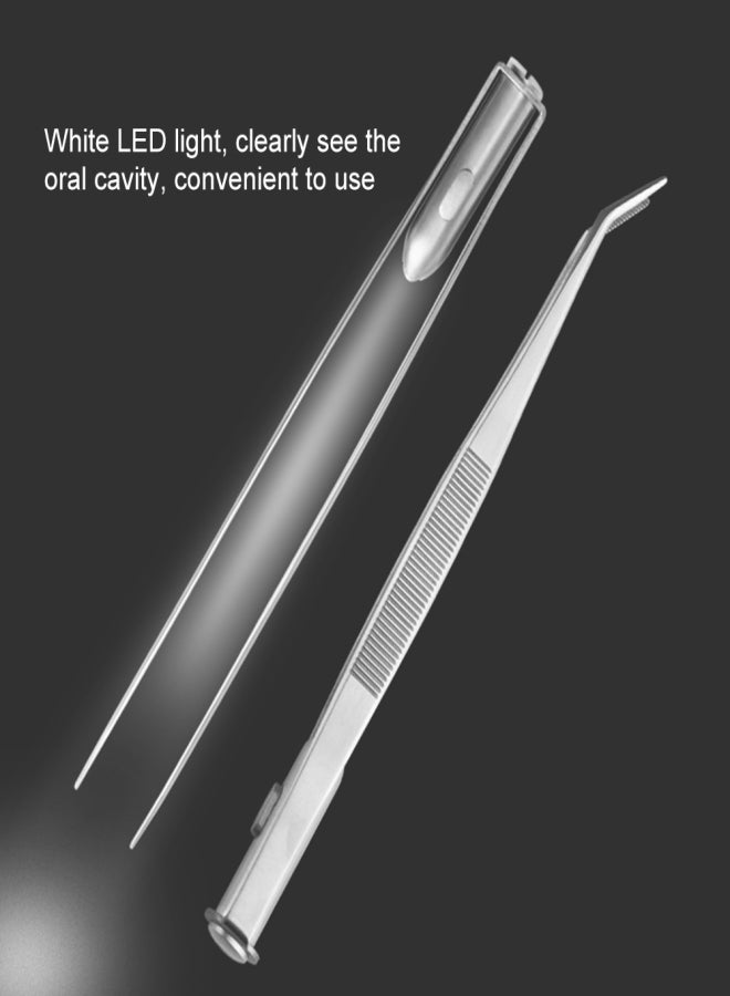 Stainless Steel Tweezers Serrated Curved with LED Light Dental Surgical Instruments Dental Tool - Image 2