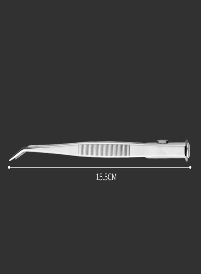 Stainless Steel Tweezers Serrated Curved with LED Light Dental Surgical Instruments Dental Tool - Image 4