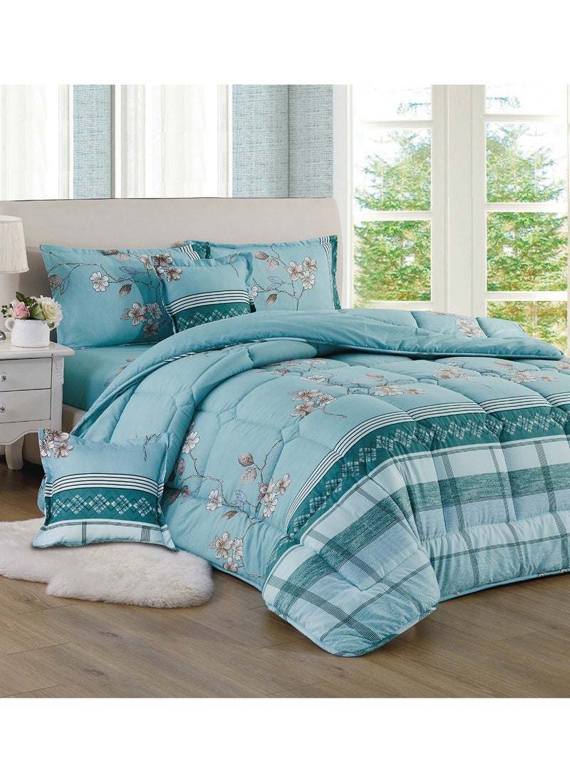 Moon 6 Pieces King Size 220x240Cm Comforter Set Medium Filling Bedding Set for All Season Includes 1Comforter 1Bedsheet 2Pillow Shams and 2Cushion cases  - Image 1