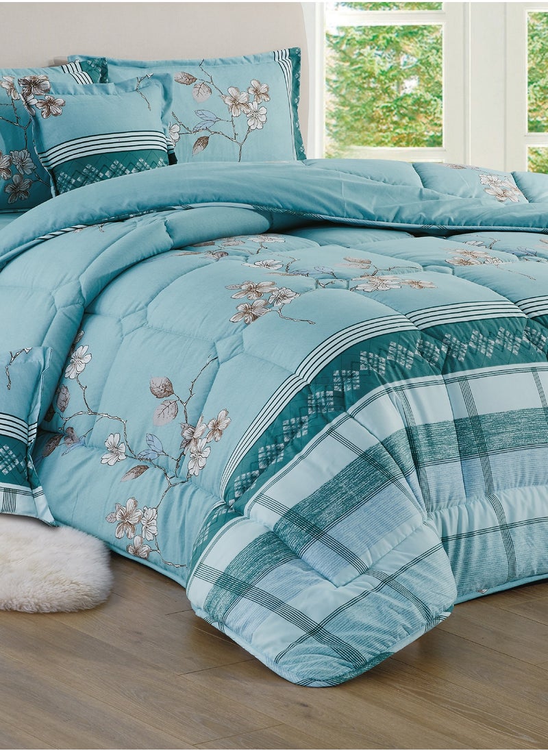 Moon 6 Pieces King Size 220x240Cm Comforter Set Medium Filling Bedding Set for All Season Includes 1Comforter 1Bedsheet 2Pillow Shams and 2Cushion cases  - Image 4
