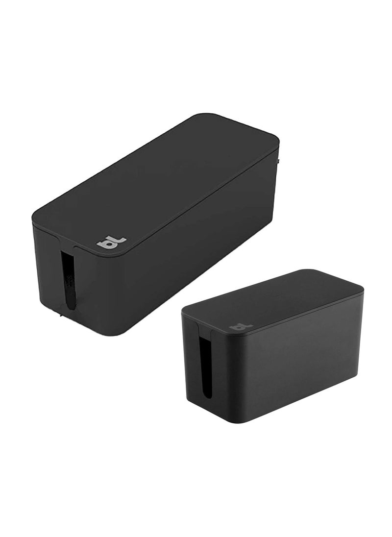 blueLounge Bluelounge CableBox Cable and Cord Management System  Set of 1 Large and 1 Mini Box  Black 