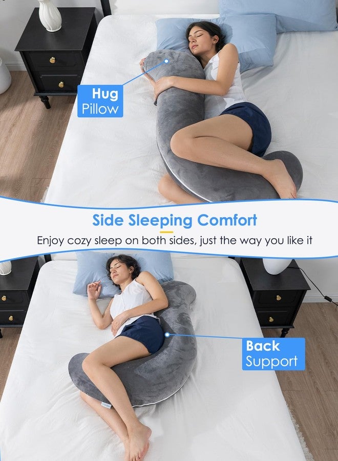 QUEEN ROSE Body Pillow for Side Sleepers, Soft Comfort S Shaped Hug Pillow for Adults, Full Body Support, Velvet Grey - Image 5