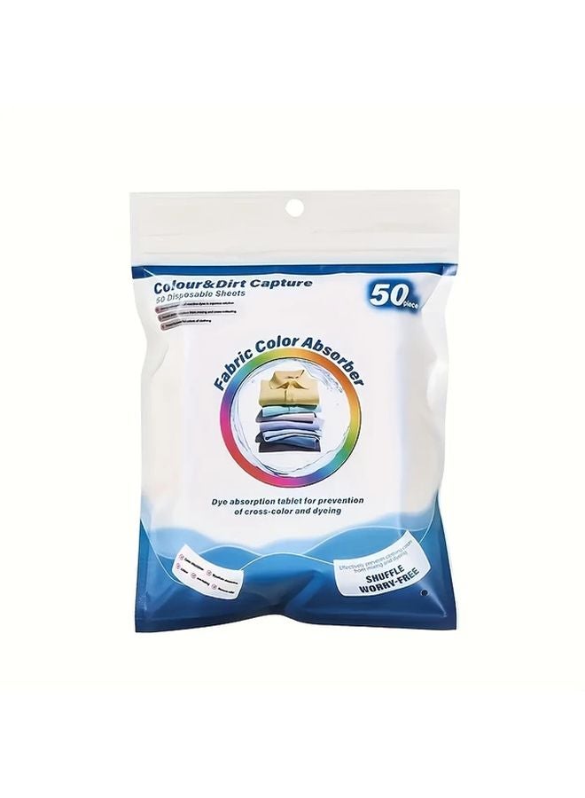 50 قطعة من أوراق ماصة للألوان تمنع بهتان الملابس وتزيدها إشراقًا في الغسيل المختلط - Image 1