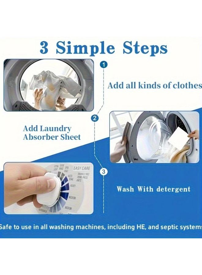 50 قطعة من أوراق ماصة للألوان تمنع بهتان الملابس وتزيدها إشراقًا في الغسيل المختلط - Image 5