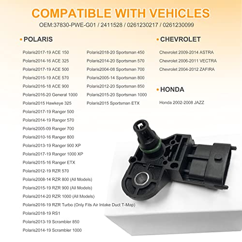 NITOYO T-MAP Intake Air Pressure Temperature Sensor 2411528 Compatible with Polaris ACE General 1000 Ranger Scrambler RZR 570 800 900 1000 Sportsman - Image 2