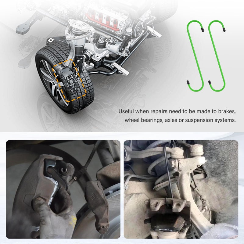 Stacool 4PCS Brake Caliper Hangers,Brake Caliper Tool/Brake Caliper Compression Tool for Changing Brake Pads,Braking,Universal Automotive Tools Brake Caliper Hooks with Rubber Caps (4, Green) - Image 4