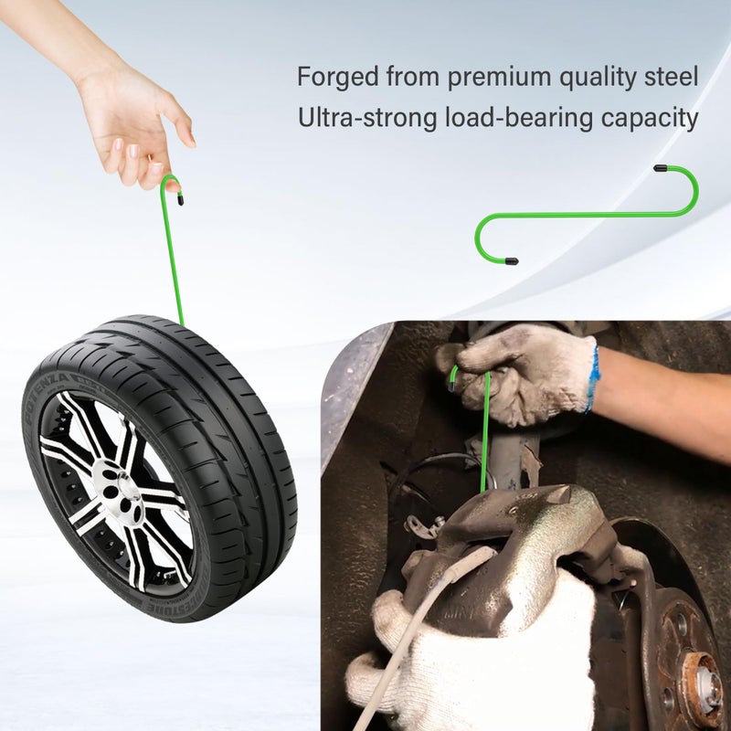 Stacool 4PCS Brake Caliper Hangers,Brake Caliper Tool/Brake Caliper Compression Tool for Changing Brake Pads,Braking,Universal Automotive Tools Brake Caliper Hooks with Rubber Caps (4, Green) - Image 3