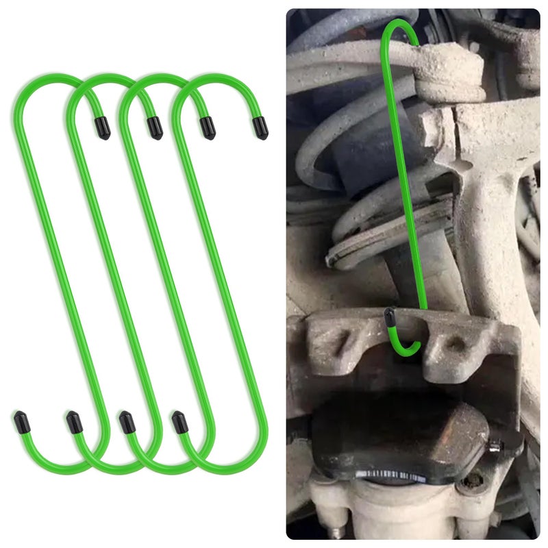 Stacool 4PCS Brake Caliper Hangers,Brake Caliper Tool/Brake Caliper Compression Tool for Changing Brake Pads,Braking,Universal Automotive Tools Brake Caliper Hooks with Rubber Caps (4, Green) - Image 1