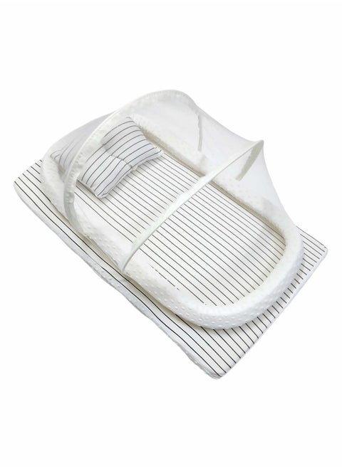 Baby Net Bed with Thick Mattress Mosquito Net & Neck Pillow for New Born Babies 80x48cm