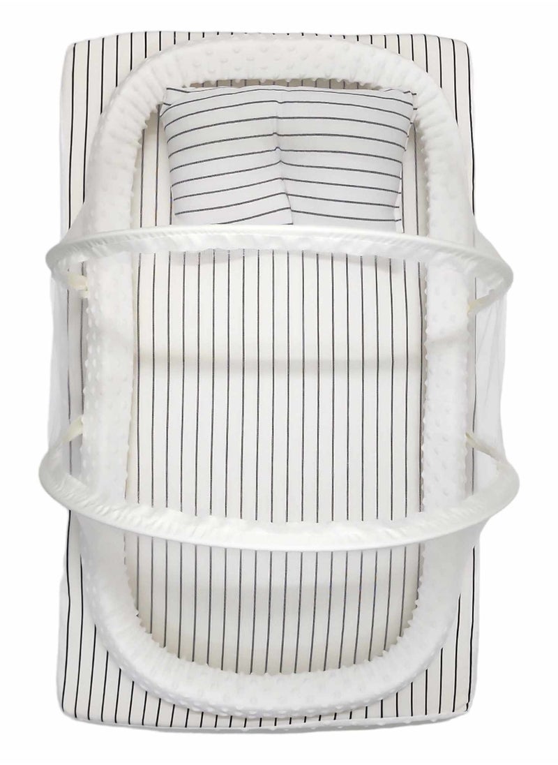 BABYCARA - Baby Net Bed with Thick Mattress Mosquito Net & Neck Pillow for New Born Babies 80x48cm - Image 1