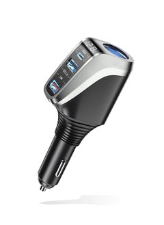 USB C Car Charger 4 in 1 Cigarette Lighter Adapter Socket Splitter with 3 USB Ports 12V/24V Dual USB Type C PD Super Fast Car Charger Adapter Compatible with iPhone14/13/Samsung/Google/GPS