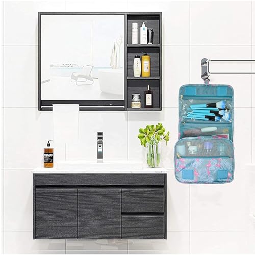 Nibbler Hanging Travel Toiletry Bag for Women & Men – Waterproof Organizer with Hook, Multiple Compartments, Flamingo Print – Ideal for Makeup, Shaving Kit, Cosmetics & Bathroom Essentials (Green) - Image 2