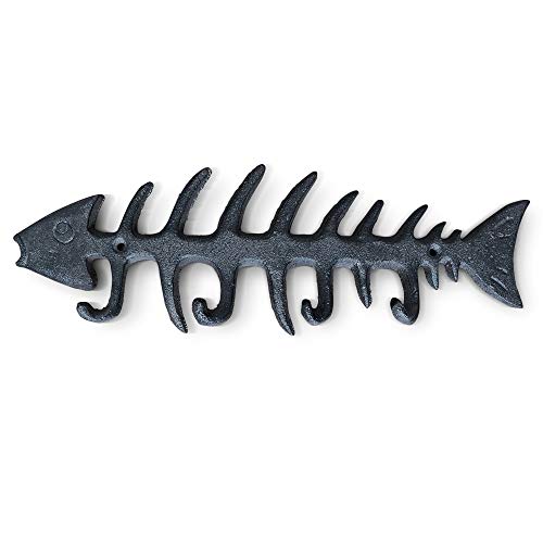 Wallcharmers Large Fish Bone Key, Leash, & Towel Holder | Nautical Home & Wall Decor - Image 1