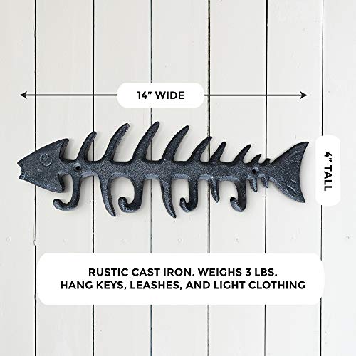 Wallcharmers Large Fish Bone Key, Leash, & Towel Holder | Nautical Home & Wall Decor - Image 3