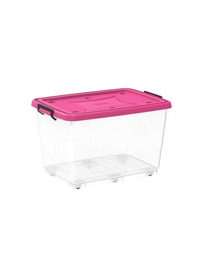 Cosmoplast 82L Clear Plastic Storage Box With Wheels & Lockable Lid (Pack Of 2) - Image 2