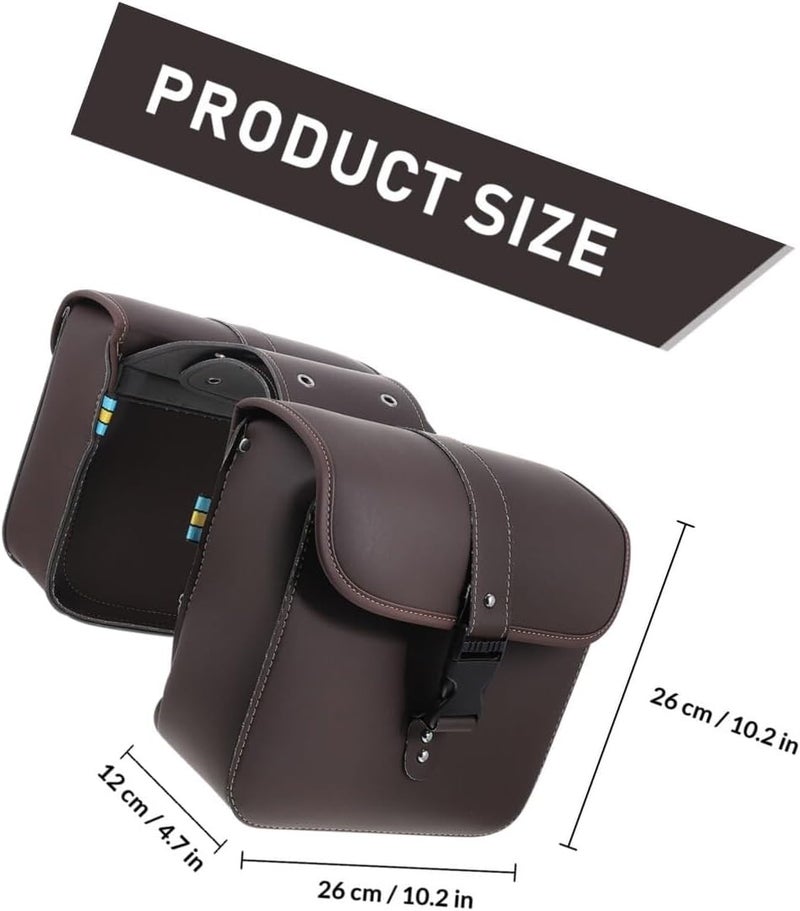 Motorcycle Side Bag Waterproof Saddlebag Hanging Storage Pouch Vintage Leather Saddle Bag for Men Single Piece Compatible with Motorbike Accessories - Image 2