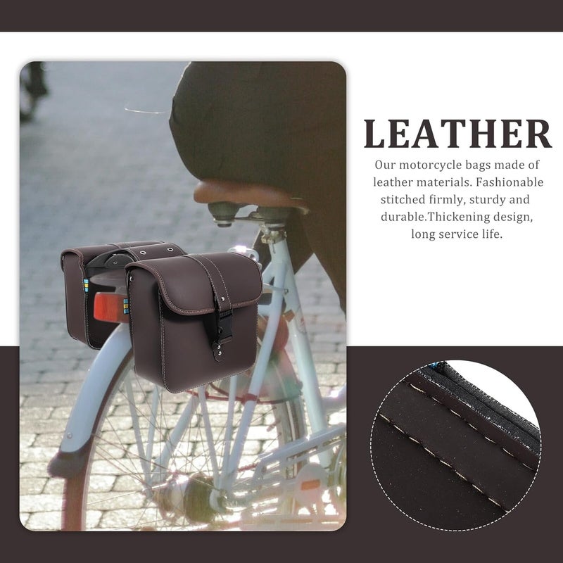 Motorcycle Side Bag Waterproof Saddlebag Hanging Storage Pouch Vintage Leather Saddle Bag for Men Single Piece Compatible with Motorbike Accessories - Image 3