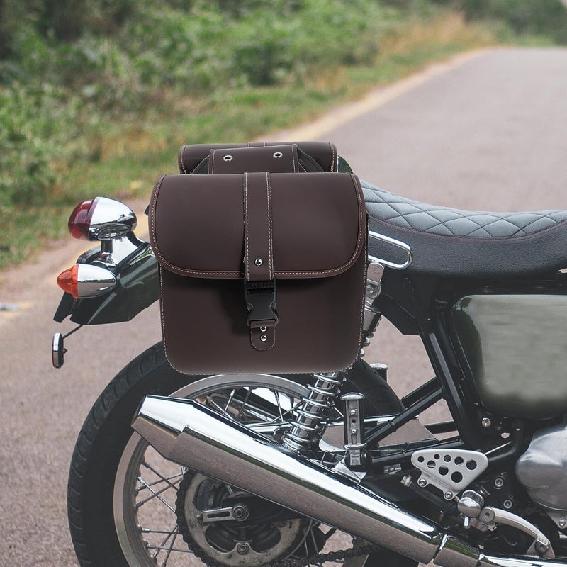 Motorcycle Side Bag Waterproof Saddlebag Hanging Storage Pouch Vintage Leather Saddle Bag for Men Single Piece Compatible with Motorbike Accessories - Image 4