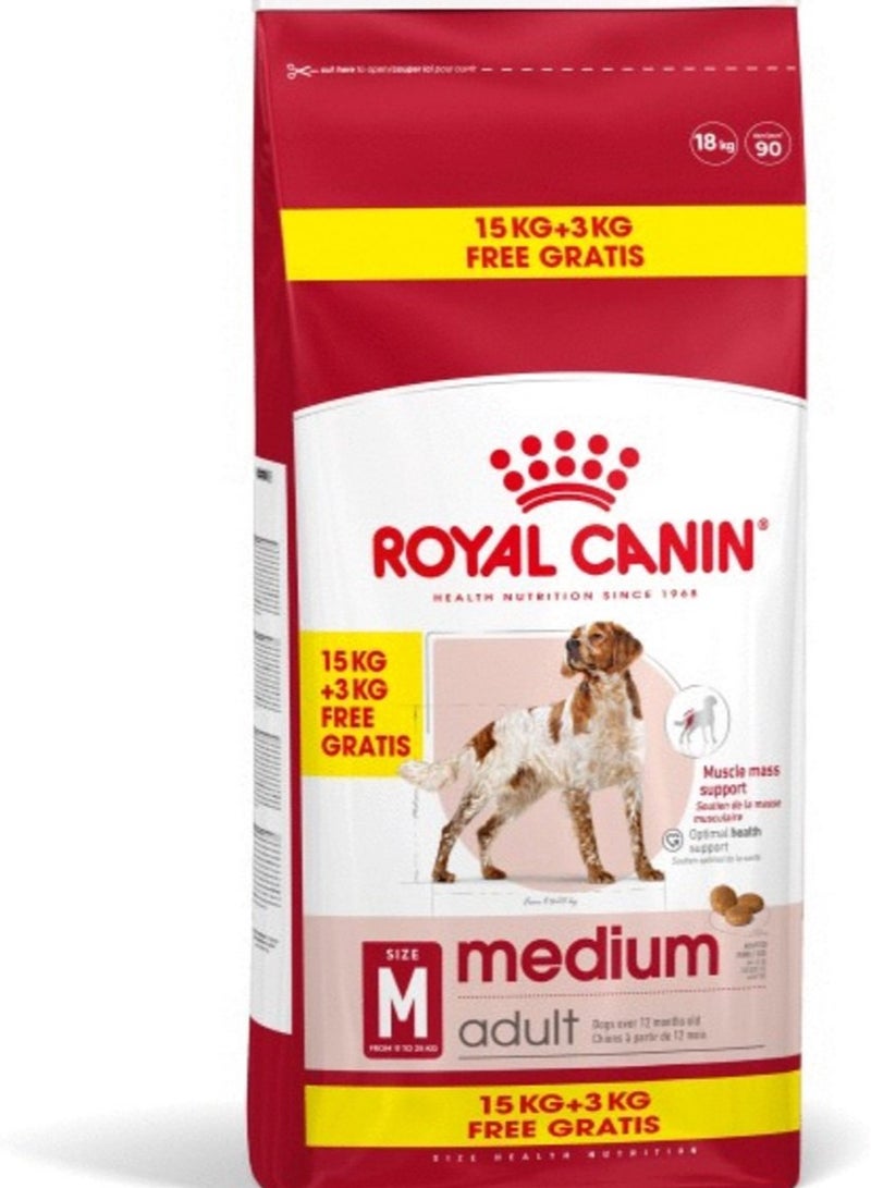 رويال كانين متوسطة البالغين - طعام الكلاب - حقيبة مكافئة 18 كجم
