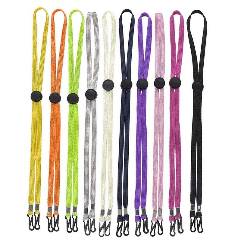 Tovip 10Pcs Mixed Color Hat Chin Cord with Adjustable Cord Fastener - Unisex Removable Sun Hat Chin Strap with Spring Loaded Stop Cord Lock, Windproof Buckle Retaining Clip - Image 1