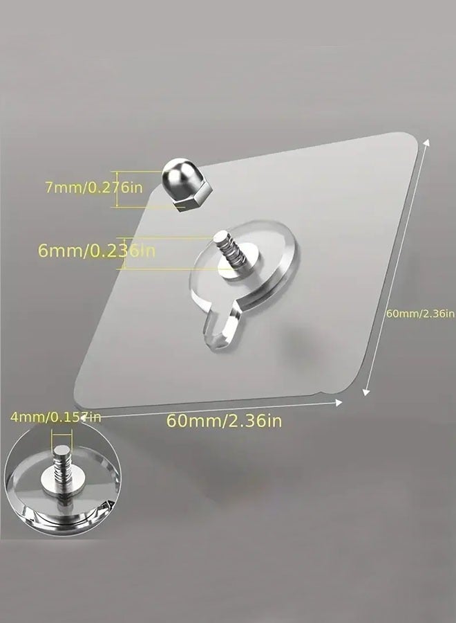Adhesive Wall Hooks, 8pcs Heavy Duty Wall Hooks Self Adhesive Hook Strong Nail Transparent Screw Holder Self-Sticking Wall Hooks for Bathroom Kitchen Wall Hanging Ceiling, Screw Net Length 8mm  - Image 4