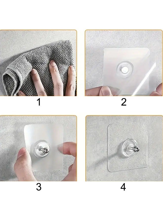 Adhesive Wall Hooks, 8pcs Heavy Duty Wall Hooks Self Adhesive Hook Strong Nail Transparent Screw Holder Self-Sticking Wall Hooks for Bathroom Kitchen Wall Hanging Ceiling, Screw Net Length 8mm  - Image 5
