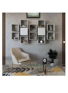 Stylish Home White wall shelf, consisting of 12 pieces, model RAF-03  - Image 1
