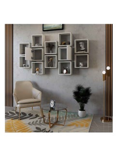 Stylish Home White wall shelf, consisting of 12 pieces, model RAF-03  - Image 2