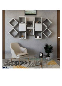 Stylish Home White wall shelf, consisting of 12 pieces, model RAF-03  - Image 3