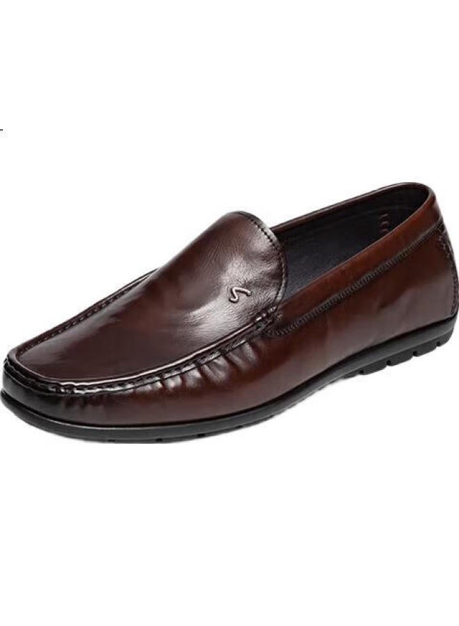 Satchi Men'S Buffalo Leather Slip-On Loafers Penny Loafers 752422233Z Coffee Color Size 39 - Image 3