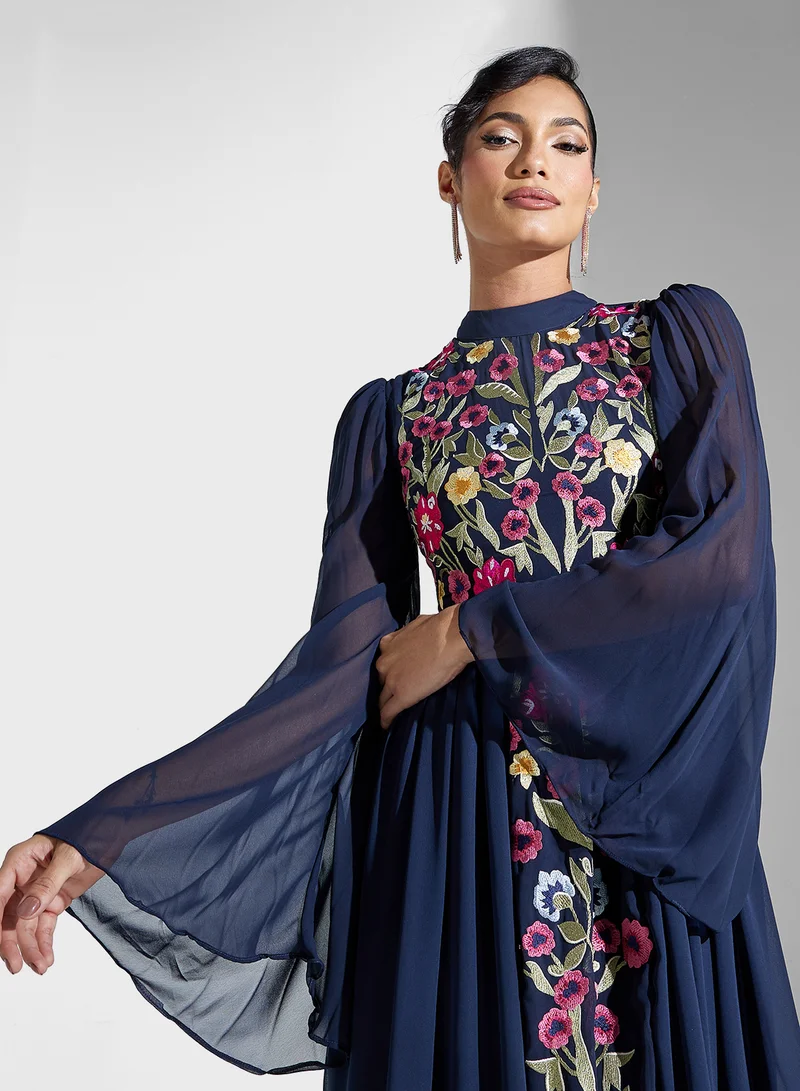 Frock and Frill Floral Chiffon Dress