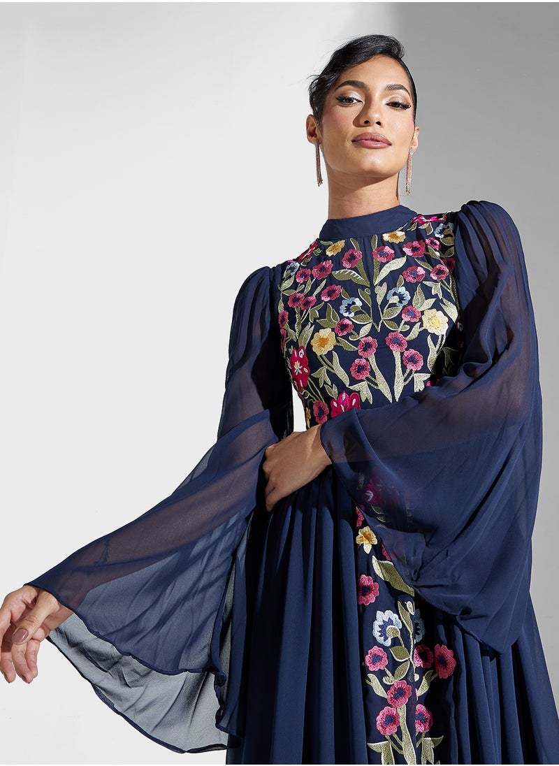 Frock and Frill Floral Chiffon Dress  - Image 3